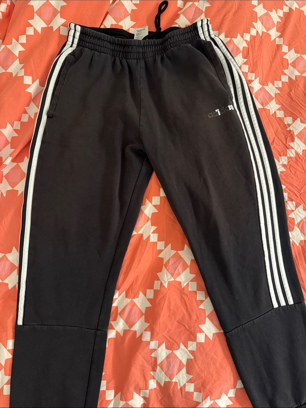 adidas Black Joggers with White Side Stripes